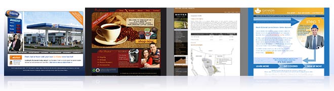 Great Calgary Website Design starts with a website from Web Candy. Shown are screenshots of Centex Petroleum, our highly successful e-commerce site, SingleCup.ca, Baytext Energy and Canada Health & Dental Direct